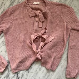 Pink Bow tied Cardigan Sweater